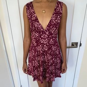 Floral lace up mini dress